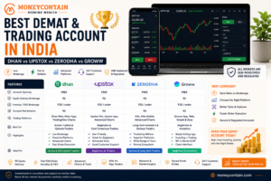 Read more about the article 🏆 Best Demat & Trading Account in India (2026) – Dhan vs Upstox vs Zerodha vs Groww