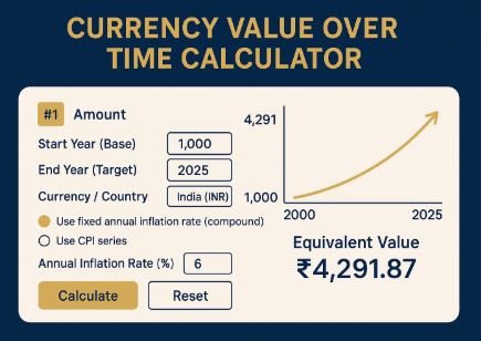 Read more about the article Currency Value Over Time Calculator (Inflation-Adjusted Multi-Currency Tool)