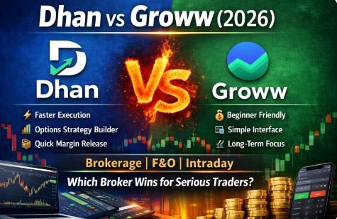 Read more about the article Dhan vs Groww (2026): Brokerage, F&O Charges & Best Broker for Active Traders?