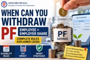 Read more about the article When Can You Withdraw Employer and Employee PF Share? Full EPF Rules Explained (2026)