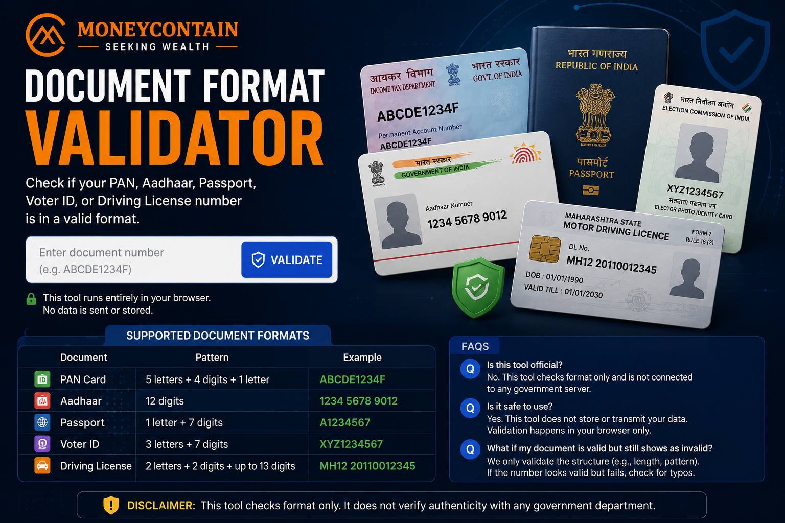 Document Format Validator – PAN, Aadhaar, Voter ID, DL, Passport ...